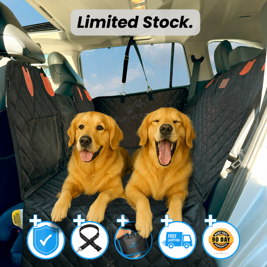 FurMuse CozyRider pet car mat in plush fabric with side straps and non-slip backing, designed for comfortable travel.