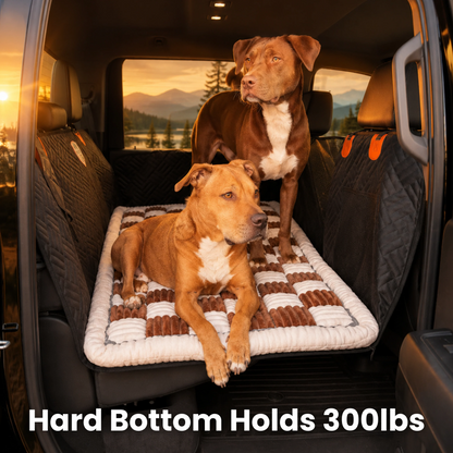 FurMuse CozyRider pet car mat with soft plush surface and non-slip backing, designed for comfortable pet travel in vehicles.
