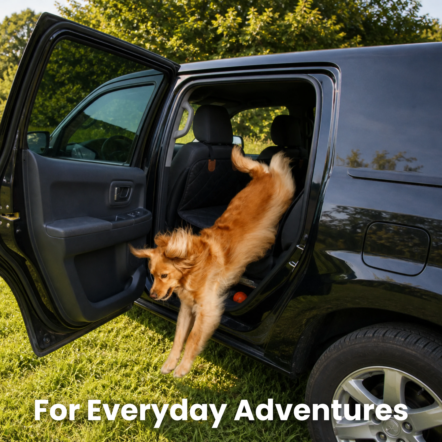 FurMuse CozyRider pet car mat in plush fabric, shown spread out in a car seat, designed for comfortable pet travel.