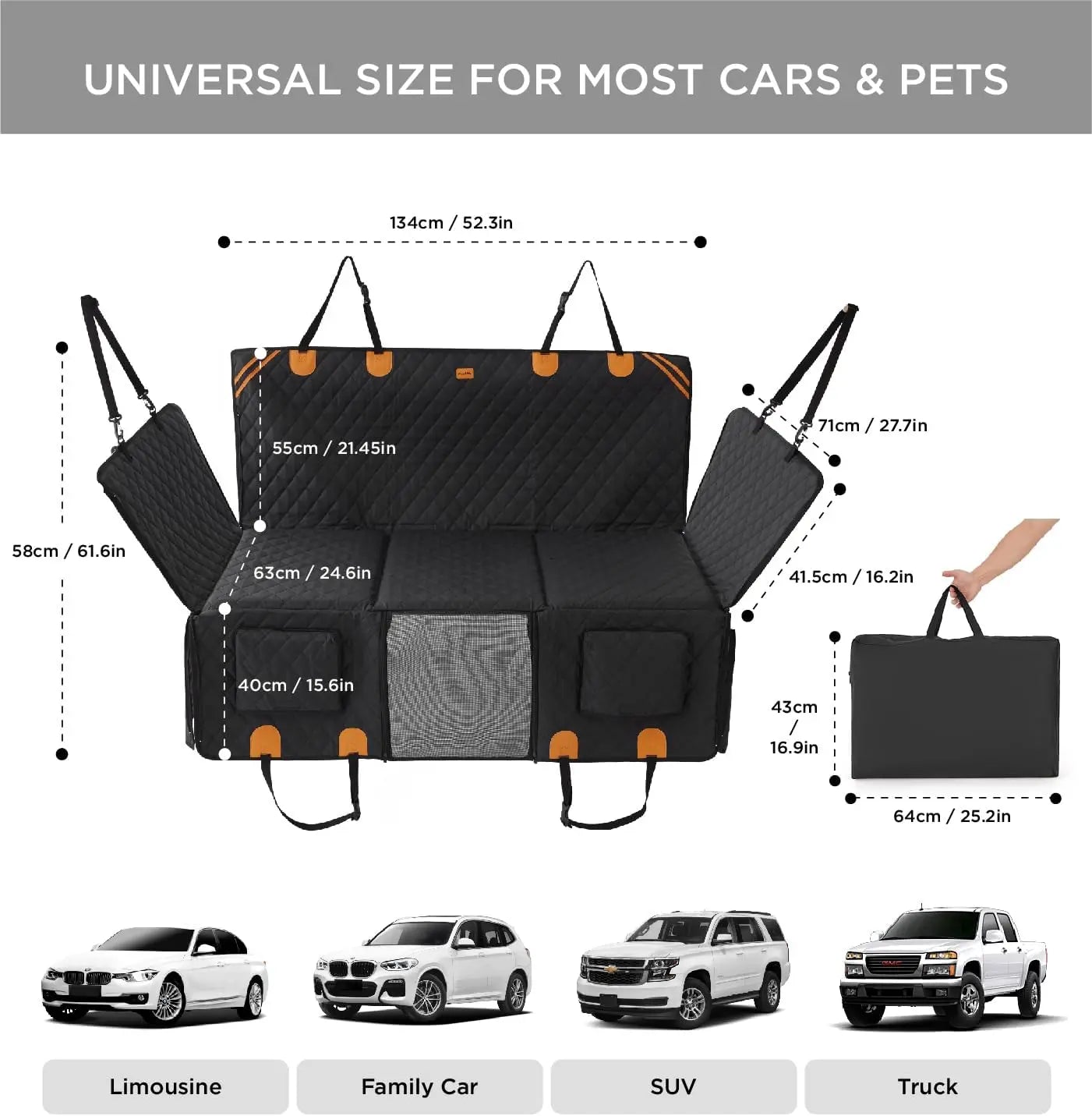 FurMuse CozyRider pet car mat in plush fabric, designed to protect car seats and keep pets comfortable during travel.
