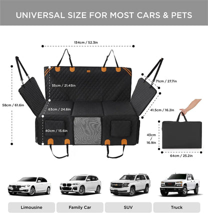 FurMuse CozyRider pet car mat in plush fabric, designed to protect car seats and keep pets comfortable during travel.